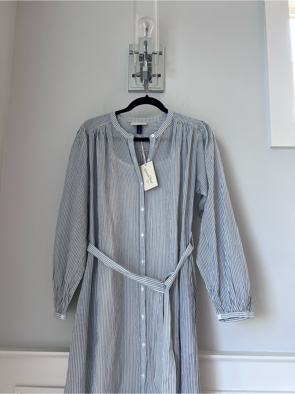 Universal Thread Light Blue Striped Button-Front Maxi Robe Dress - Picture 4 of 8
